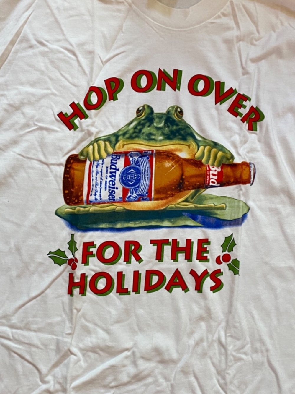 Budweiser “Hop on Over For The Holidays Fall 1995 Promo LS T-Shirt Men’s XL NEW